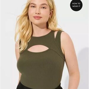 Olive Green Sleeveless Cutout Top TORRID